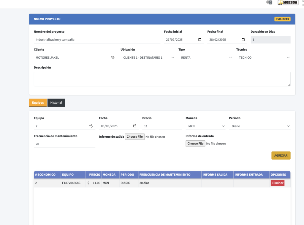 Creacion de plan de proyecto de mantenimiento en auwi